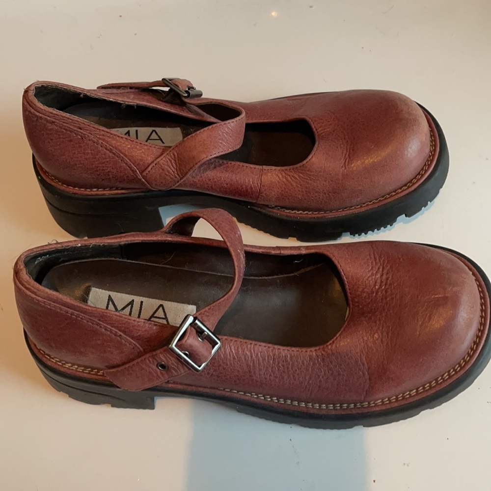 Mia Loran BoHo Mary Jane buckle low heel tan leather shoes size 4 girls - Picture 3 of 12
